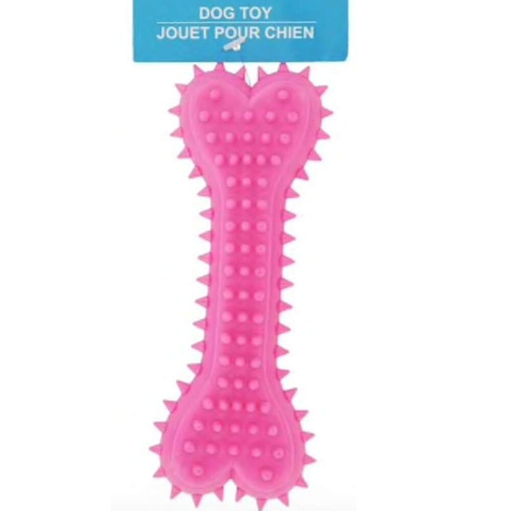 Dog Toy: Bone-shaped, Pink Squeaky Toy